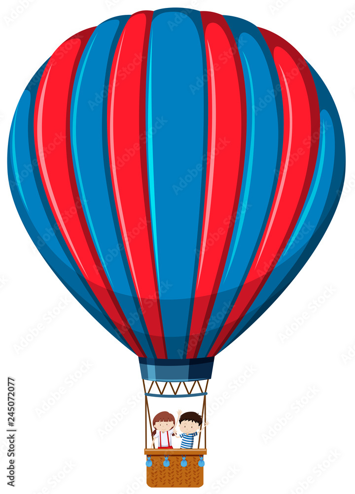 Fototapeta premium Isolated kids in hot air balloon