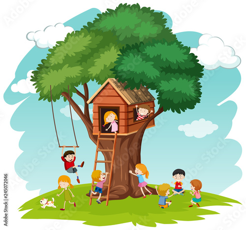 Children at tree house