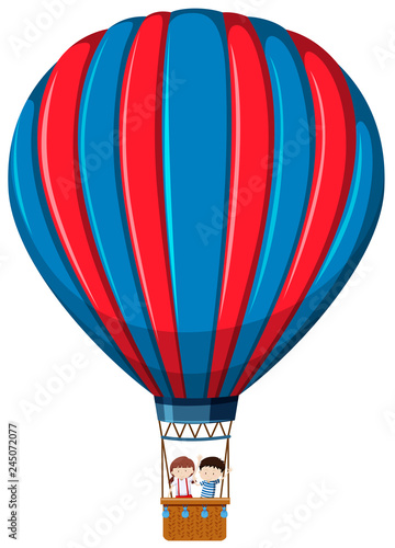 Isolated kids in hot air balloon