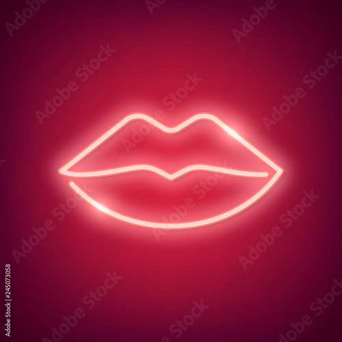 Lip shape neon illustration photo