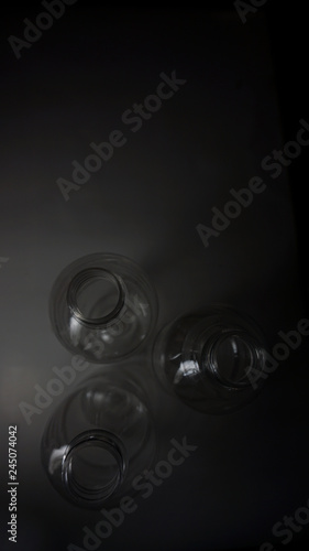plastic bottle on black background