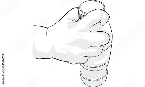 kid hand holding bottle of water, hand activity vector