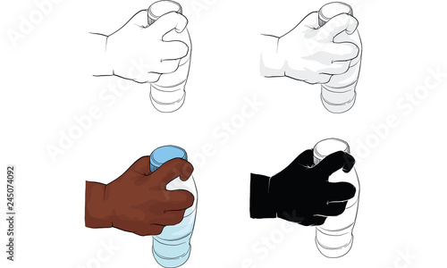 kid hand holding bottle of water, hand activity vector