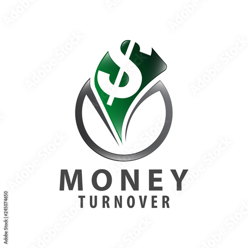 Circle money turnover logo concept design. Symbol graphic template element