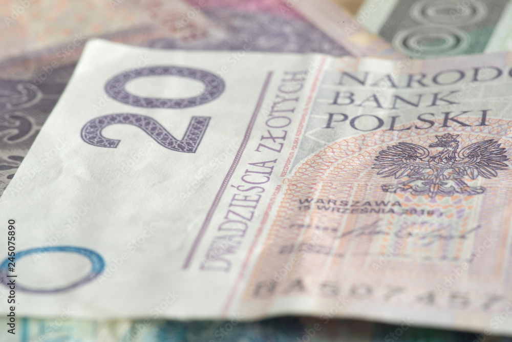 Nahaufnahme von Banknoten Polnische Zloty PLN Nahaufnahme von Banknoten Polnische Zloty PLN