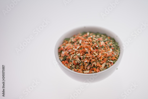 Mixed hot  spices on white background