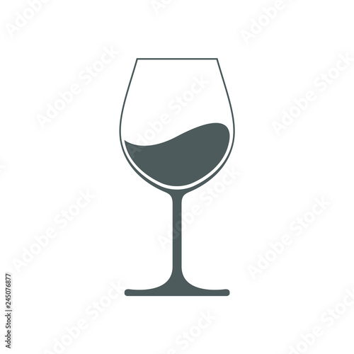 Wine glass icon with wine. Isolated sign glass of wine on white background. Vector illustration.