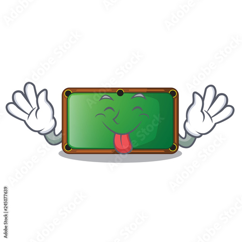 Tongue out shape billiard table on wooden cartoon