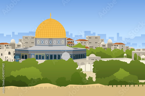 Dome of Rock Jerusalem Illustration