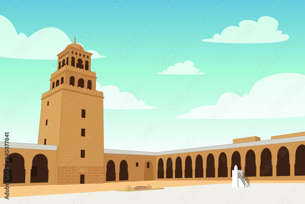 Al-Qirawan Landmark Building in Riyadh Illustration