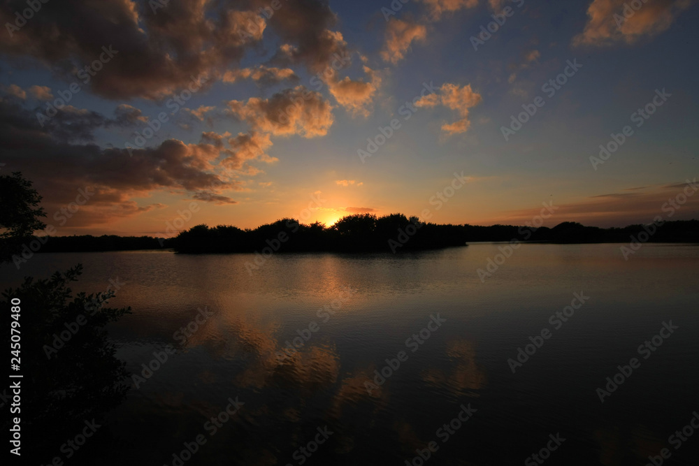 Sunset over Paurotis Pond in Everglades National Park, Florida.