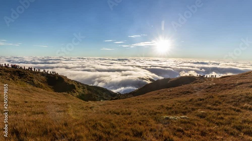 The famous sea of clouds on Mount Pulag, Philippines. It is the third highest mountain in the Philippines. photo