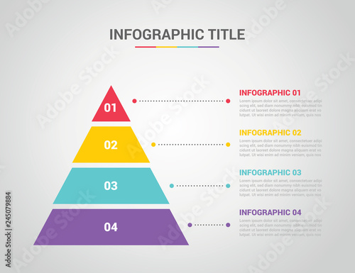 infographic template with pyramid style with free space text for description with 4 four step process with text on the right - vector