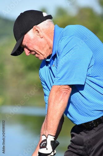 Serious Male Golfer Athletic Man With Golf Club