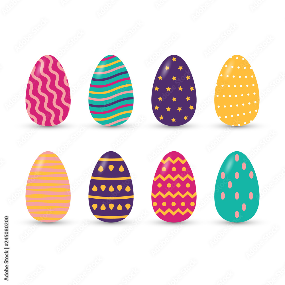 Set of easter eggs with shadow. Vector illustration. Set of easter eggs with shadow. Vector illustration.