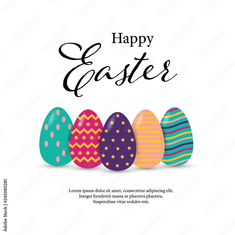 Happy easter greeting card with eggs with modern typography. Vector illustration. Happy easter greeting card with eggs with modern typography. Vector illustration.