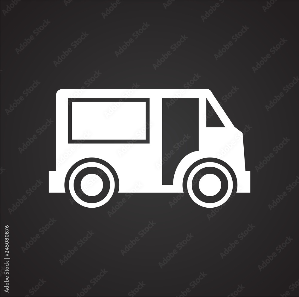 Truck icon on black background for graphic and web design, Modern simple vector sign. Internet concept. Trendy symbol for website design web button or mobile app