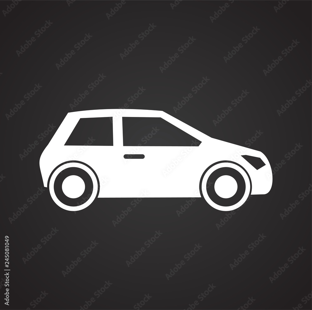 Car icon on black background for graphic and web design, Modern simple vector sign. Internet concept. Trendy symbol for website design web button or mobile app