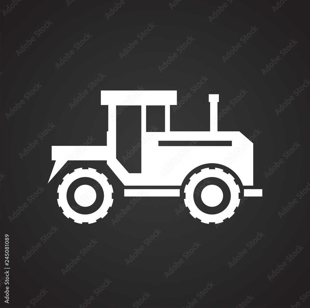 Tractor icon on black background for graphic and web design, Modern simple vector sign. Internet concept. Trendy symbol for website design web button or mobile app