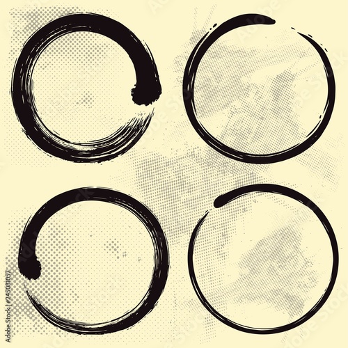 Enso Zen Set on Old Paper Background