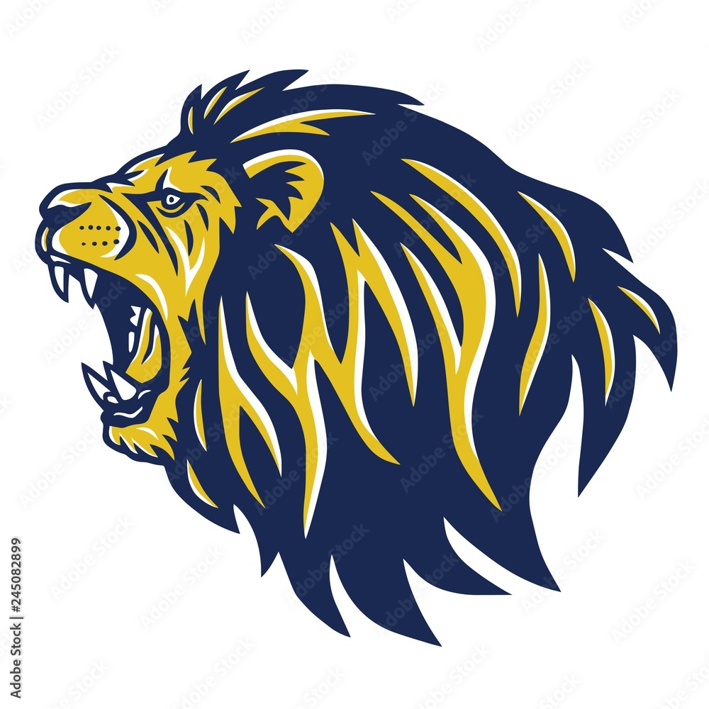 Roaring Lion Head Mascot Stock Vector | Adobe Stock