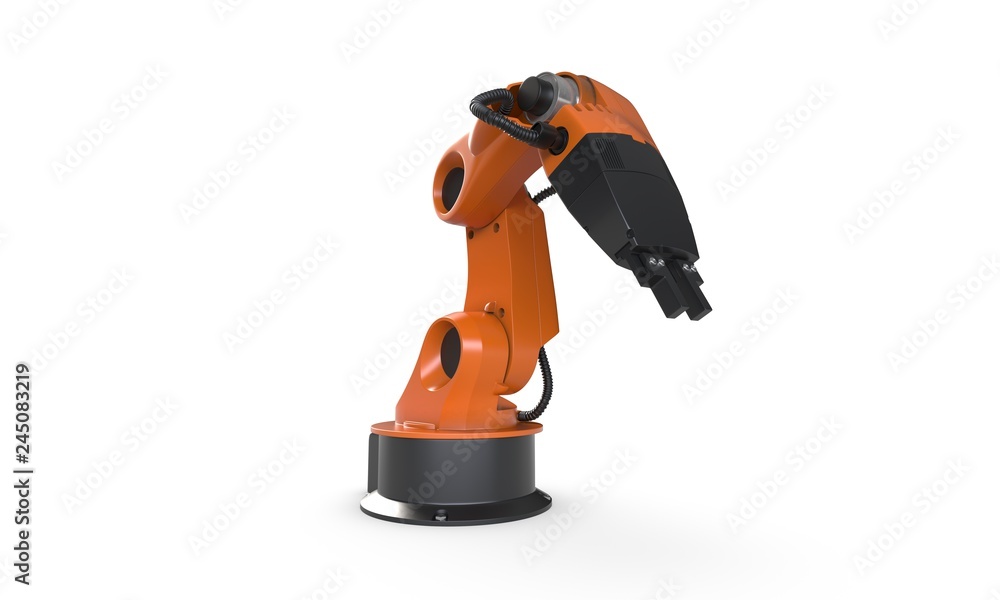 Fototapeta premium 3D render of robot arm isolated on white
