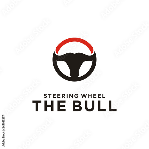 Steering Wheel Bull Cow Longhorn Cattle Head logo
