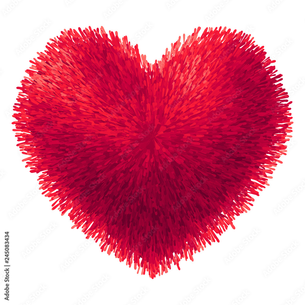 Vector red fur heart isolated on white background Vector red fur heart isolated on white background