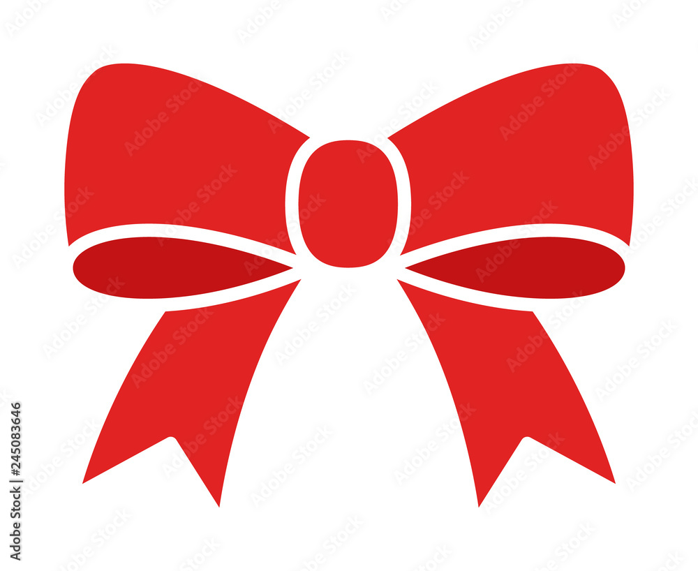 Red bow ribbon or riband gift decoration line art vector icon for apps and websites Red bow ribbon or riband gift decoration line art vector icon for apps and websites