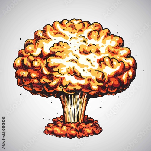 Nuclear Explosion. Atomic Bomb Mushroom Cloud Illustration