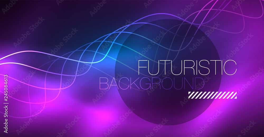 Glowing abstract wave on dark, shiny motion, Christmas and New Year magic space light. Techno abstract background Glowing abstract wave on dark, shiny motion, Christmas and New Year magic space light. Techno abstract background