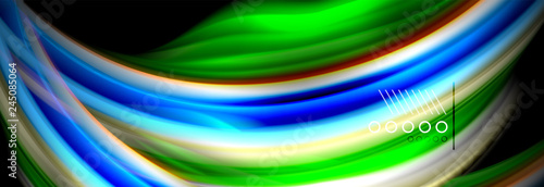 Rainbow color fluid wave lines flow poster. Wave Liquid shapes design © antishock