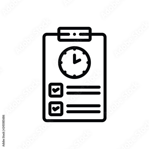 Black line icon for timesheet