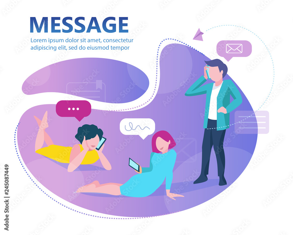Vector illustration, flat style, businessmen discuss social network, news, social networks, chat, dialogue speech bubbles Vector illustration, flat style, businessmen discuss social network, news, social networks, chat, dialogue speech bubbles