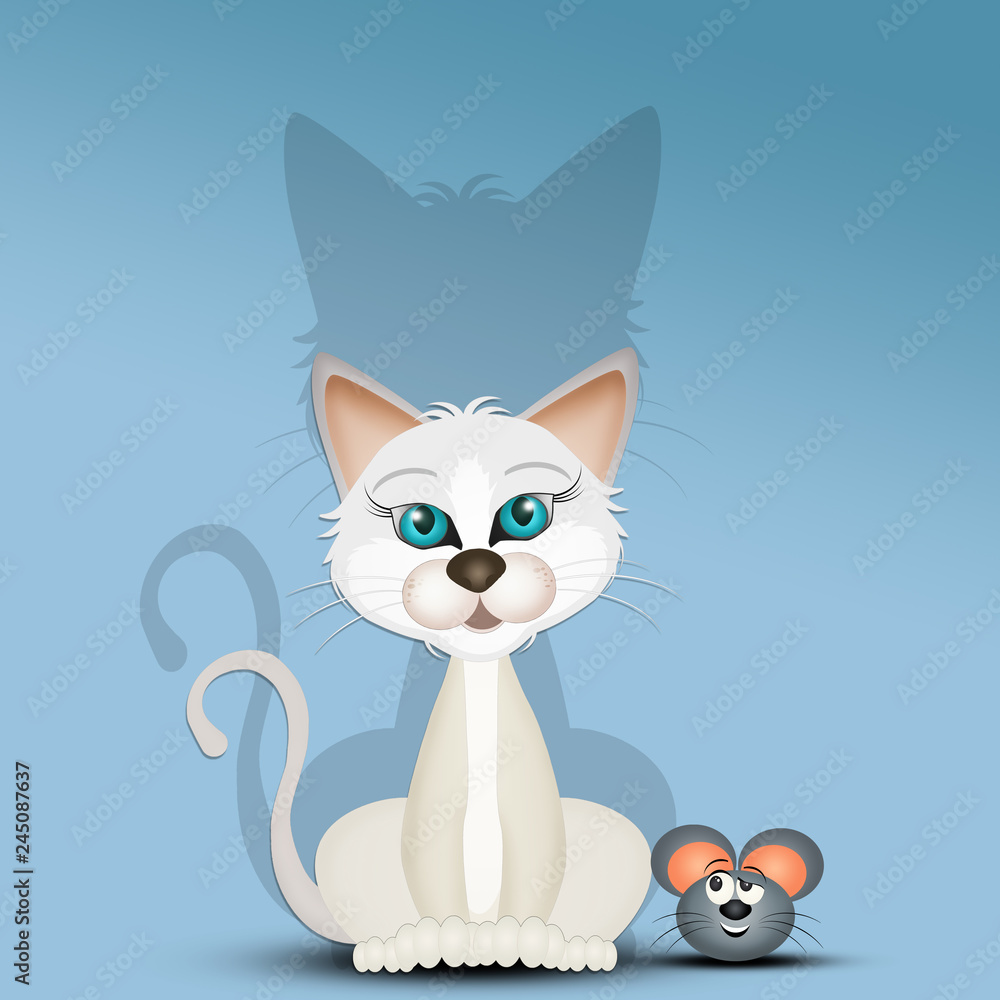 illustration of cat and mouse