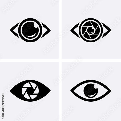 Camera Shutter, Lenses and Photo Camera Icons set.
