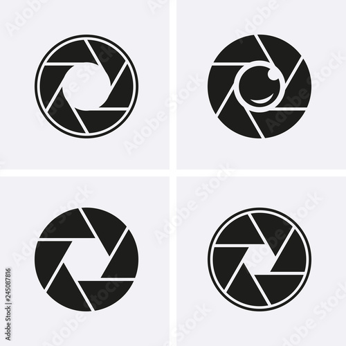Camera Shutter, Lenses and Photo Camera Icons set.