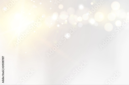 Abstract shining space futuristic background. Fasion golden background. Bokeh light circles over gray backdrop. Vector illustration.