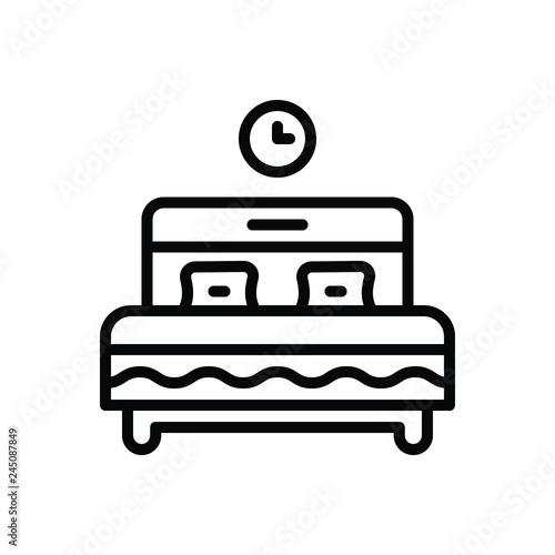 Black line icon for bed 