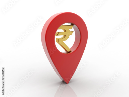 Rupee currency in navigation. 3D rendering illustration