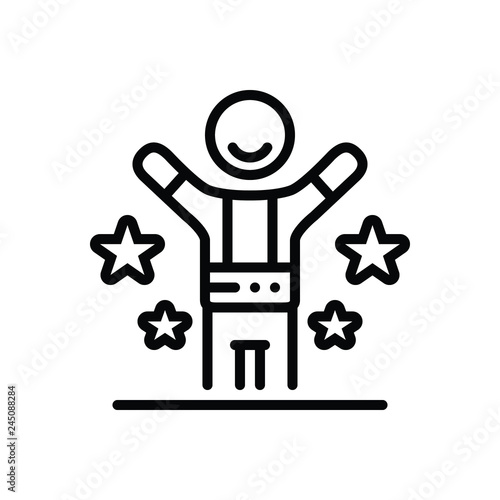 Black line icon for happy 