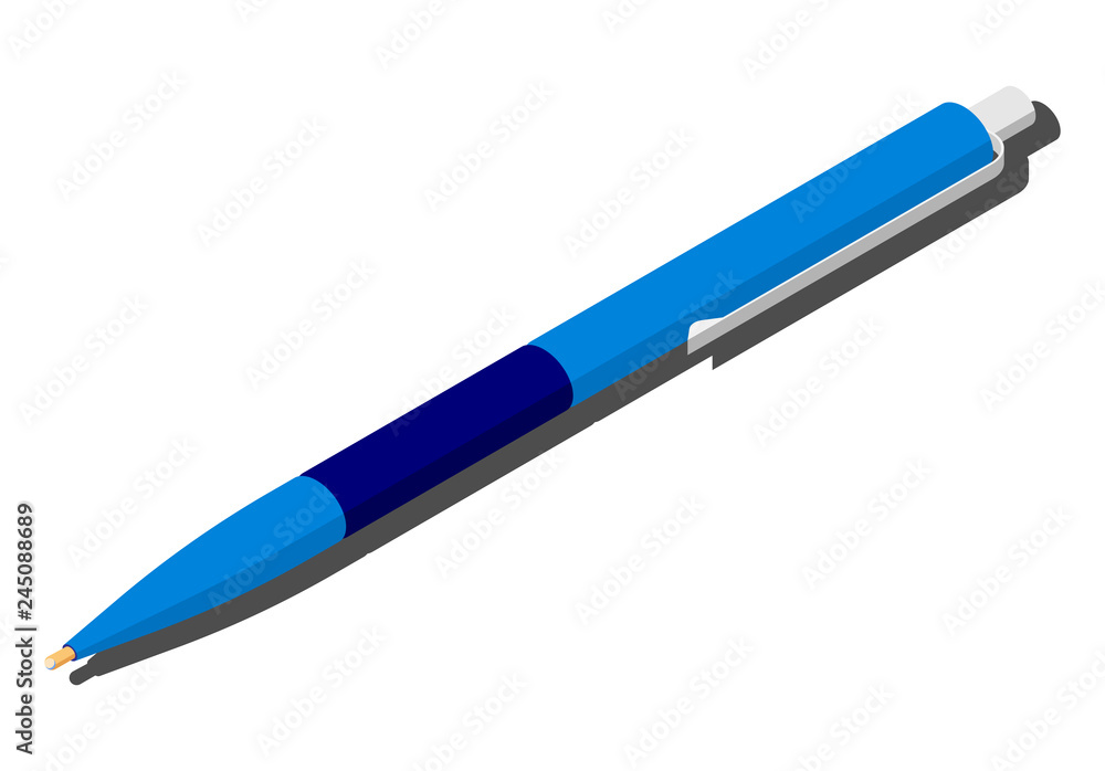 Ball-point pen isometric icon with flat colors Ball-point pen isometric icon with flat colors