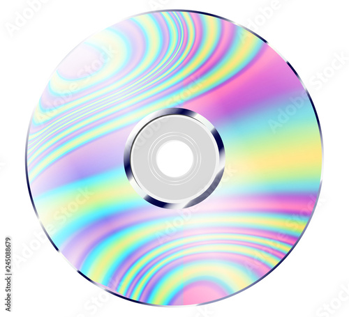 CD with holographic color ripples for vaporwave posters