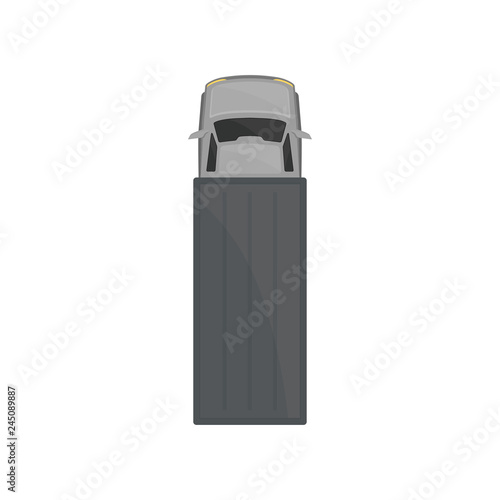 Truck, automobile for goods carriage, cargo delivering vehicle, top view vector Illustration