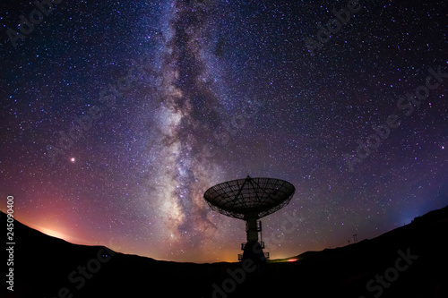 Radio telescopes and the Milky Way photo
