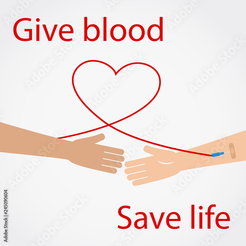 Give blood Save life. Donation abstract concept vector illustration.