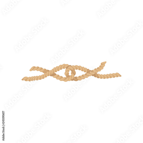 Rope knot, jute or hemp twisted cord vector Illustration