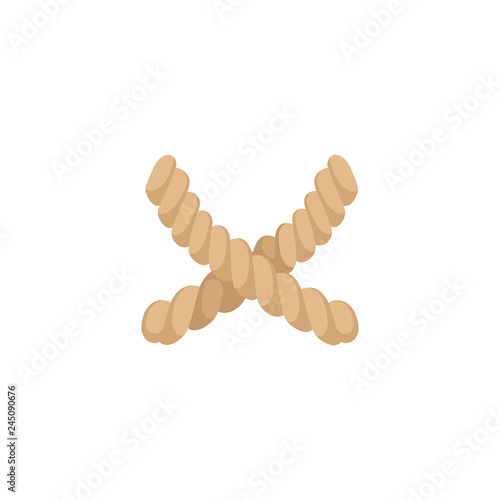 Crossed jute or hemp twisted cord, string rope vector Illustration
