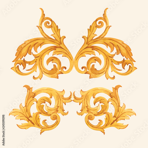 Golden baroque rich luxury elements