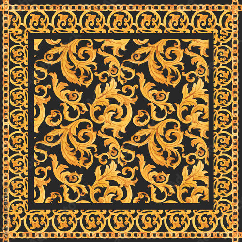 Golden baroque rich luxury vector pattern